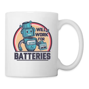 Roboterzeichen: Funktioniert für Batterien Digitales Design - Tasse - Weiß - Rechts