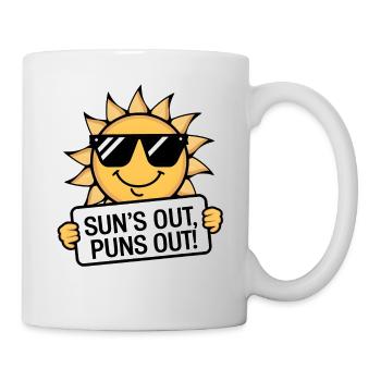 Smiling Sun with Sunglasses "Sun's Out, Puns Out!" - Mug - white - Right