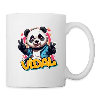 VIDAL - Schöner Jungen Name mit Coolem Panda - Tasse - Weiß - Rechts