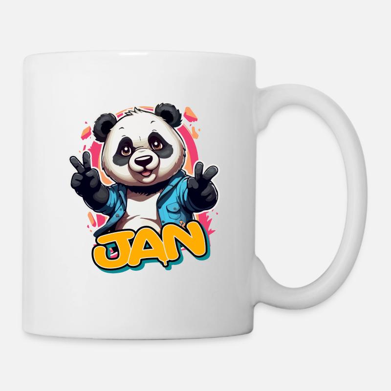 JAN - Schöner Jungen Name mit Coolem Panda - Tasse - Weiß