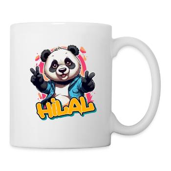 HILAL - Schöner Jungen Name mit Coolem Panda - Tasse - Weiß - Rechts