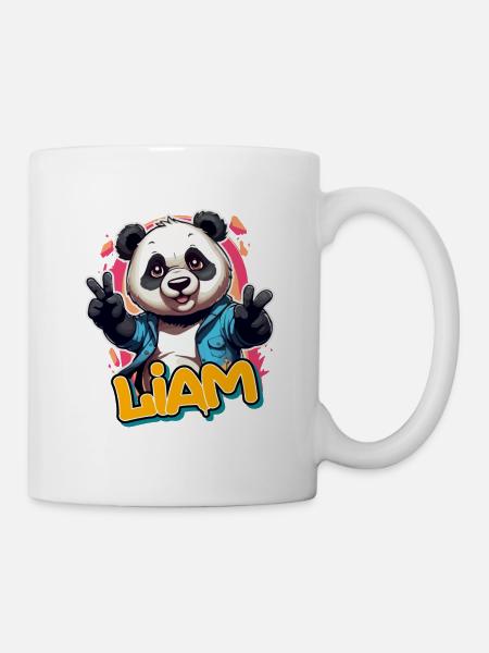 LIAM - Schöner Jungen Name mit Coolem Panda - Tasse - Weiß