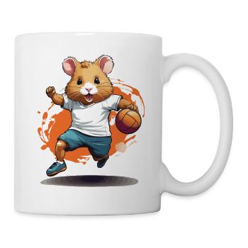 Cute hamster handball player streetwear - Mug - white - Right