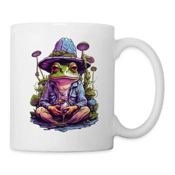 Grenouille Art psychédélique Champignons forestiers Festival de musique - Mug blanc - blanc - Droite