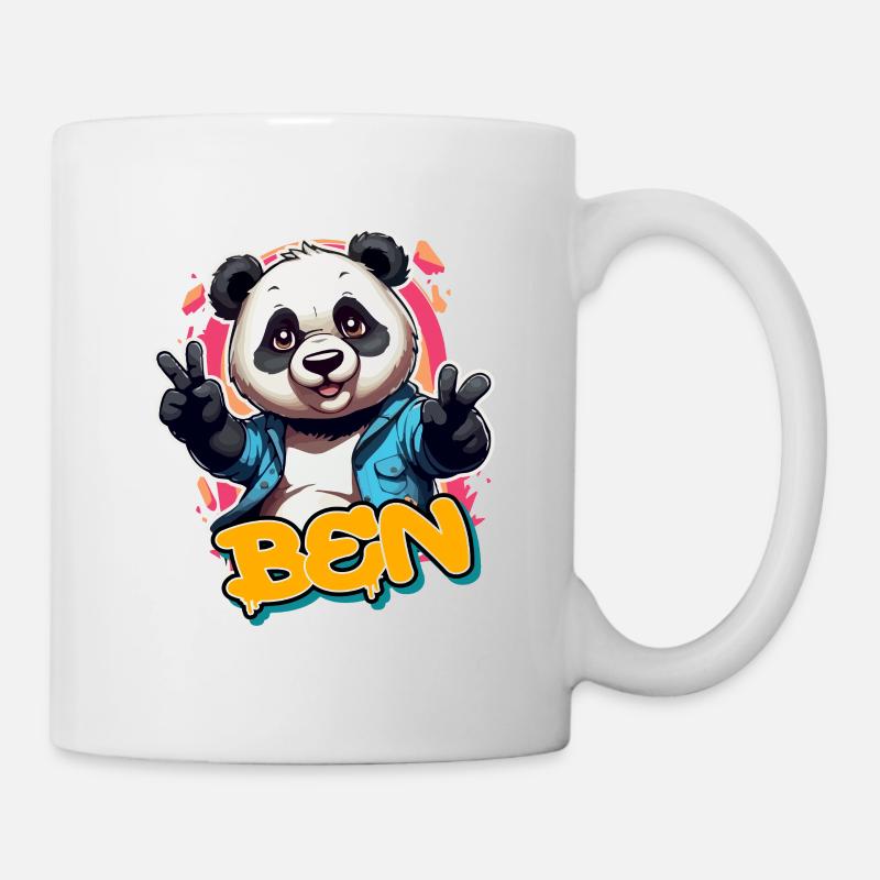 BEN - Schöner Jungen Name mit coolem Panda - Tasse - Weiß