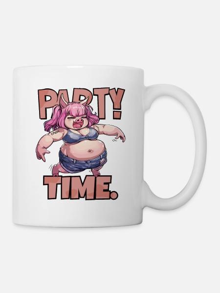 Sau rauslassen Partyzeit und Disco-Party-Schwein - Tasse - Weiß