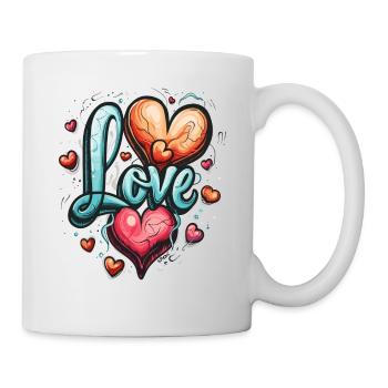 Paix, Cœurs et Amour - Mug blanc - blanc - Droite