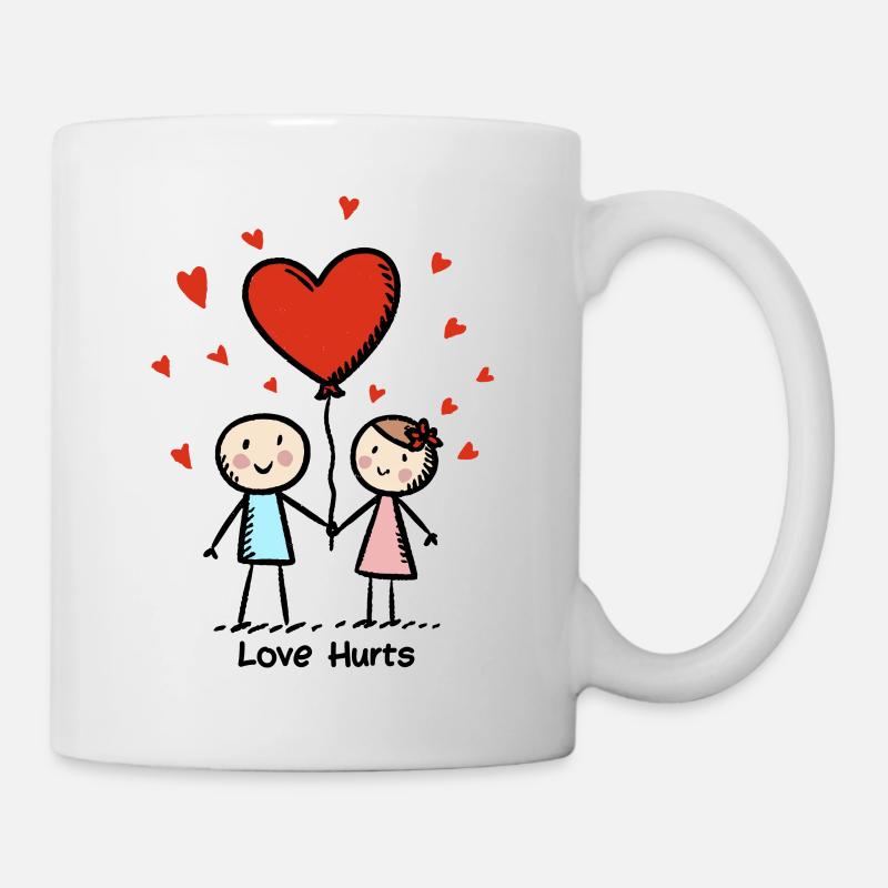 Strichmännchen Liebespaar Pärchen Valentinstag - Tasse - Weiß