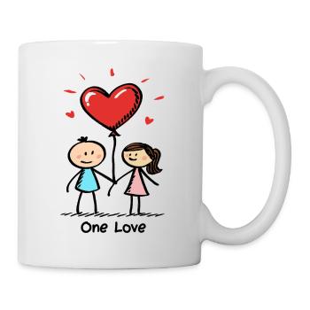 Strichmännchen Liebespaar Pärchen Valentinstag - Tasse - Weiß - Rechts
