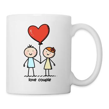 Strichmännchen Liebespaar Pärchen Valentinstag - Tasse - Weiß - Rechts