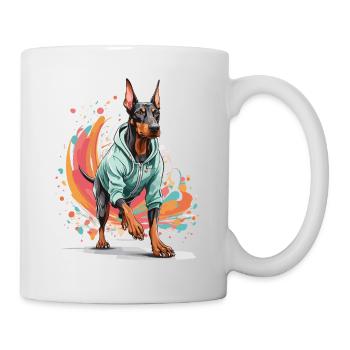 Doberman dog streetwear jogging aesthetic - Mug - white - Right