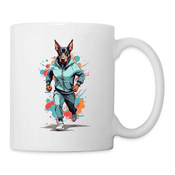 Doberman dog streetwear jogging aesthetic - Mug - white - Right