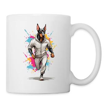 Doberman dog streetwear jogging aesthetic - Mug - white - Right
