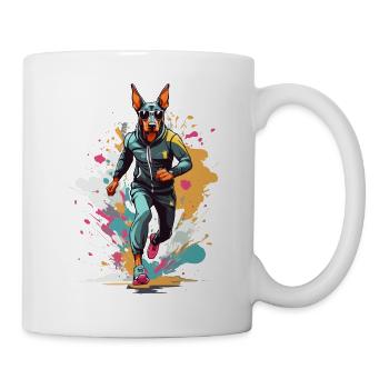 Doberman dog streetwear running design - Mug - white - Right