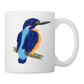 Nettes Design mit einem Eisvogel I - Tasse - Weiß - Rechts