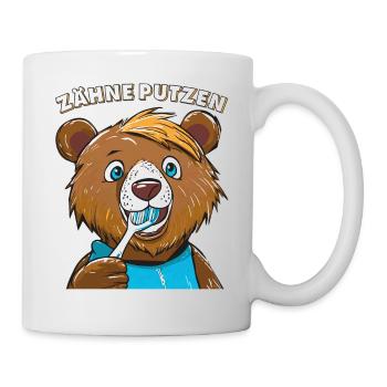 BÄR ZÄHNE PUTZEN - Tasse - Weiß - Rechts