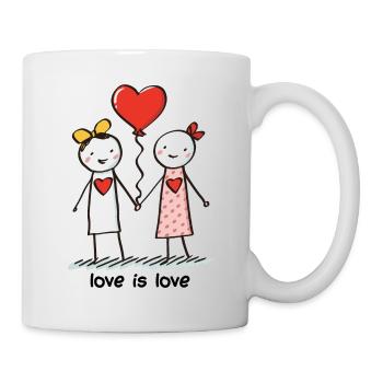 Strichmännchen Lesbisches Liebespaar Liebe - Tasse - Weiß - Rechts