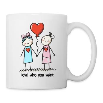 Strichmännchen Lesbisches Liebespaar Liebe - Tasse - Weiß - Rechts
