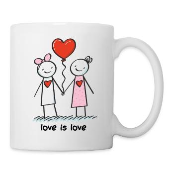 Strichmännchen Lesbisches Liebespaar Liebe - Tasse - Weiß - Rechts