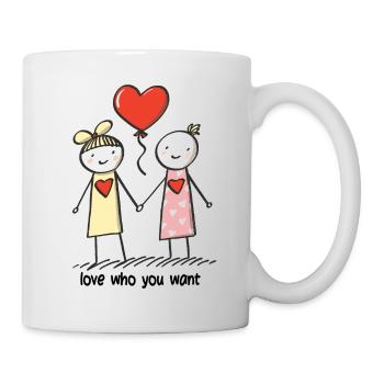 Strichmännchen Lesbisches Liebespaar Liebe - Tasse - Weiß - Rechts