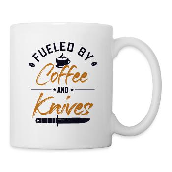 Fueled by Coffee and Knives Butcher Knife Knife - Mug - white - Right