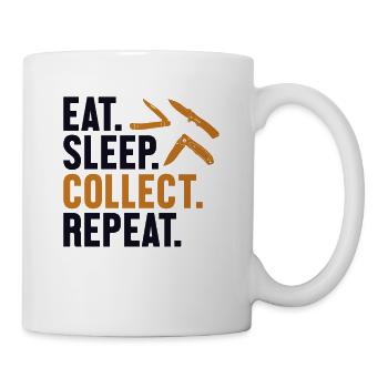 Eat Sleep Collect Repeat Restoration Lover Messer - Tasse - Weiß - Rechts