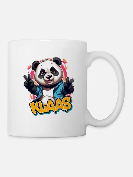 KLAAS - Schöner Jungen Name mit coolem Panda - Tasse - Weiß