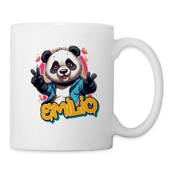 EMILIO - Beau nom de garçon avec Cool Panda - Mug blanc - blanc - Droite