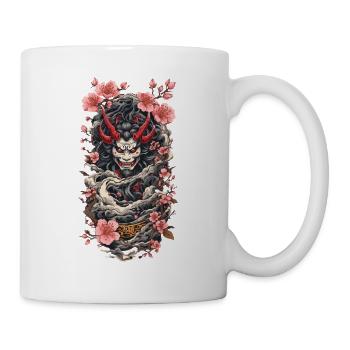 Fleur de cerisier Yokai Oni Esthétique Japon Design - Mug blanc - blanc - Droite