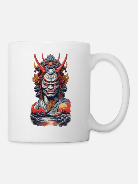 Esthétique Yokai Oni Ukiyo-e Démon Japonais - Mug blanc - blanc
