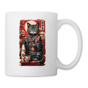 Chat saké japonais Vintage Art - Mug blanc - blanc - Droite
