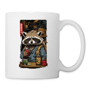 Raton laveur saké japonais et Art Vintage - Mug blanc - blanc - Droite