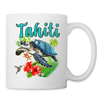 Tahiti French Polynesia Turtle Flowers - Mug - white - Right