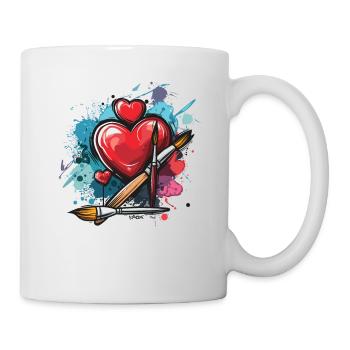 Art Graffiti: Paint Brushes and Hearts - Mug - white - Right