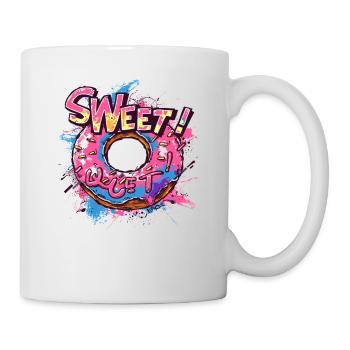 Beignet coloré, délicieux et sucré - Mug blanc - blanc - Droite