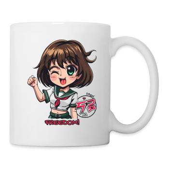 Naughty anime girl raises her fist for freedom - Mug - white - Right