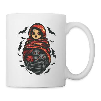 Babuschka und Fledermäuse: Horror Matrjoschka - Tasse - Weiß - Rechts