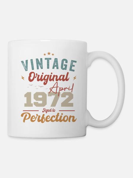 Vintage né en avril 1972 cadeau d’anniversaire - Mug blanc - blanc