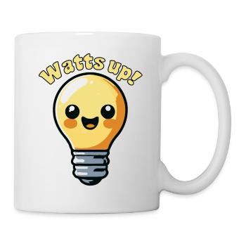 Watts Up Mignon Ampoule Électrique Dessin Animé Jeu De Mots - Mug blanc - blanc - Droite