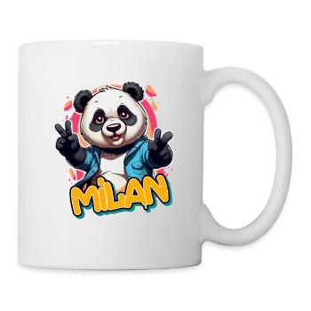 MILAN - Handsome boy name with cool panda - Mug - white - Right