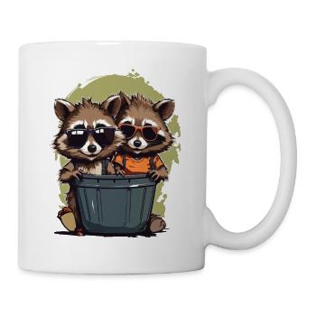Lustige Freunde Mülltonnen Bewohner Streetwear - Tasse - Weiß - Rechts