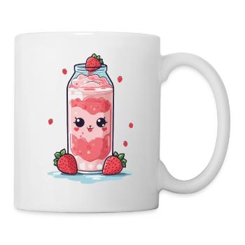 Himbeeren Kawaii Anime Milchshake Spaß - Tasse - Weiß - Rechts