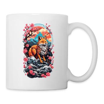 Fuchsgeist Kitsune Aesthetic Yokai Streetwear - Tasse - Weiß - Rechts