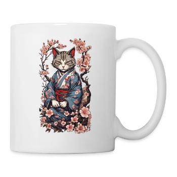 Kimono Chat Esthétique Yokai Streetwear - Mug blanc - blanc - Droite