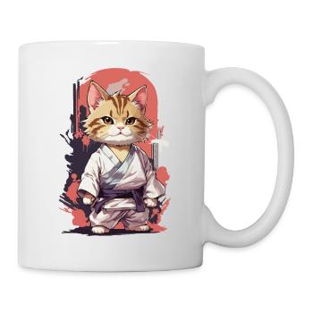 Kampfkunst Katze Karate Lustige Selbstverteidigung - Tasse - Weiß - Rechts