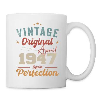 Vintage Geboren im April 1947 Geburtstagsgeschenk - Tasse - Weiß - Rechts