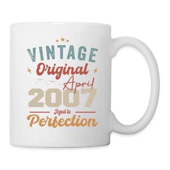 Vintage Geboren im April 2007 Geburtstagsgeschenk - Tasse - Weiß - Rechts