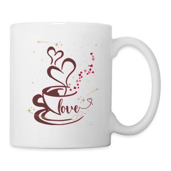 Café - Cœur Coffee silhouette élégante - Mug blanc - blanc - Droite