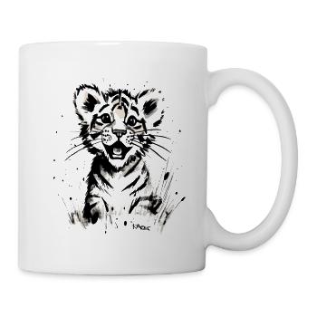 Entzückender glücklicher kleiner Tiger - Tasse - Weiß - Rechts