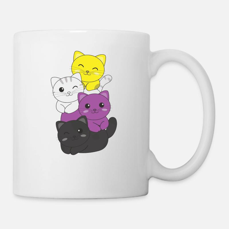 Nonbinary Flag Non Binary Pride LGBTQ süße Katze - Tasse - Weiß